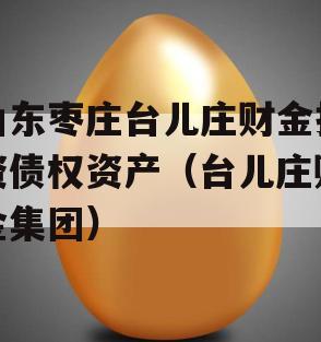 山东枣庄台儿庄财金投资债权资产（台儿庄财金集团）