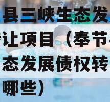奉节县三峡生态发展债权转让项目（奉节县三峡生态发展债权转让项目有哪些）