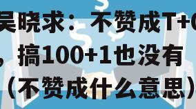吴晓求：不赞成T+0，搞100+1也没有（不赞成什么意思）