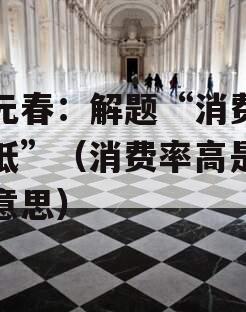刘元春：解题“消费率过低”（消费率高是什么意思）