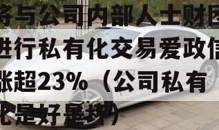 将与公司内部人士财团进行私有化交易爱政信涨超23%（公司私有化是好是坏）