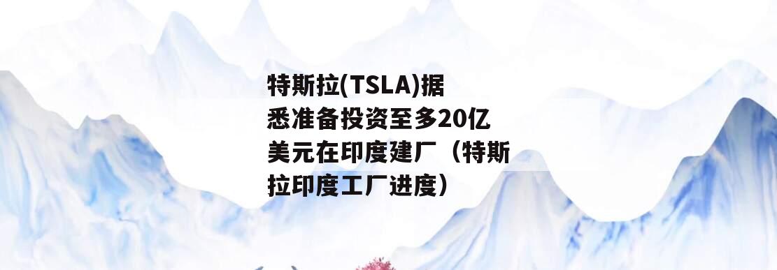 特斯拉(TSLA)据悉准备投资至多20亿美元在印度建厂（特斯拉印度工厂进度）