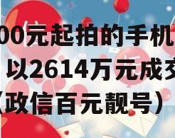 100元起拍的手机号，以2614万元成交（政信百元靓号）