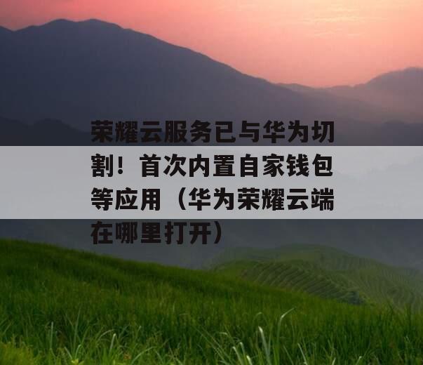 荣耀云服务已与华为切割！首次内置自家钱包等应用（华为荣耀云端在哪里打开）