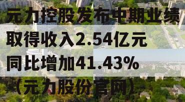 元力控股发布中期业绩取得收入2.54亿元同比增加41.43%（元力股份官网）
