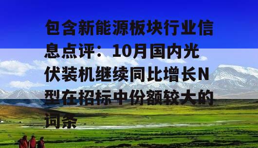 包含新能源板块行业信息点评：10月国内光伏装机继续同比增长N型在招标中份额较大的词条