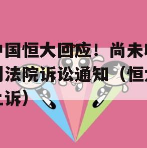 中国恒大回应！尚未收到法院诉讼通知（恒大上诉）