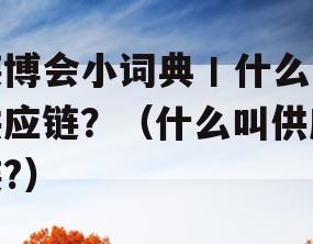 链博会小词典丨什么是供应链？（什么叫供应链?）