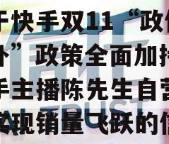 关于快手双11“政信大补”政策全面加持，快手主播陈先生自营单品实现销量飞跃的信息