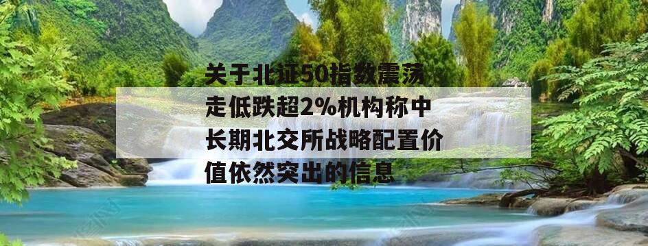 关于北证50指数震荡走低跌超2%机构称中长期北交所战略配置价值依然突出的信息