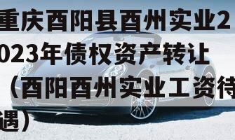 重庆酉阳县酉州实业2023年债权资产转让（酉阳酉州实业工资待遇）