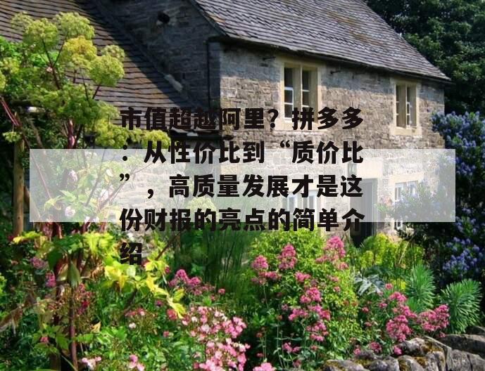 市值超越阿里？拼多多：从性价比到“质价比”，高质量发展才是这份财报的亮点的简单介绍