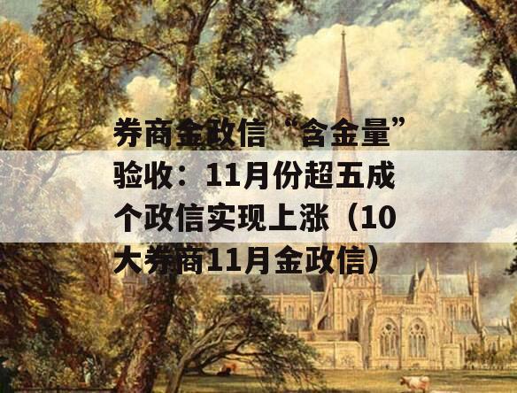 券商金政信“含金量”验收：11月份超五成个政信实现上涨（10大券商11月金政信）