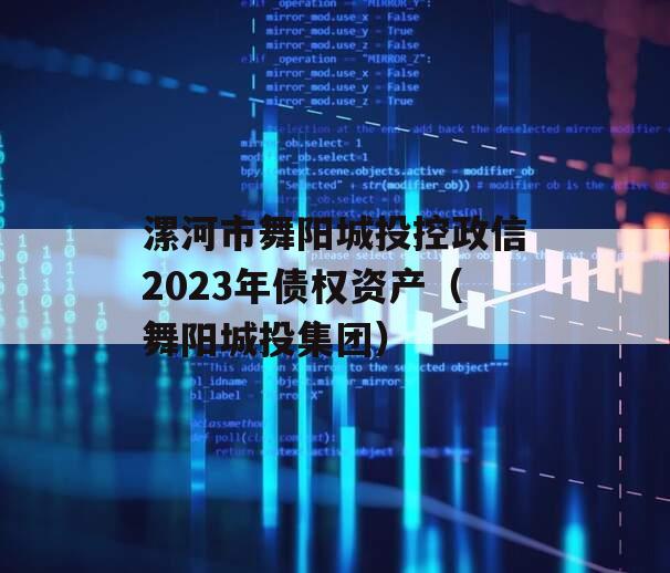 漯河市舞阳城投控政信2023年债权资产（舞阳城投集团）