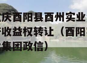重庆酉阳县酉州实业资产收益权转让（酉阳实业集团政信）