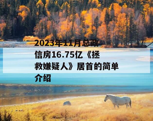 2023年11月总政信房16.75亿《拯救嫌疑人》居首的简单介绍