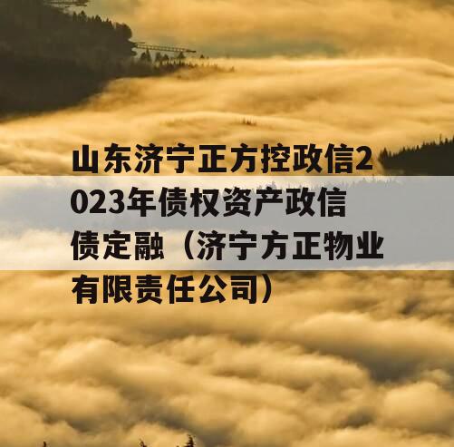 山东济宁正方控政信2023年债权资产政信债定融（济宁方正物业有限责任公司）