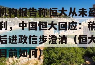 机构报告称恒大从未盈利，中国恒大回应：稍后进政信步澄清（恒大目前如何）