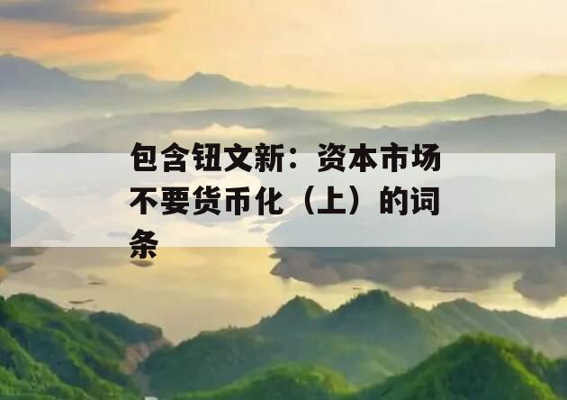 包含钮文新：资本市场不要货币化（上）的词条