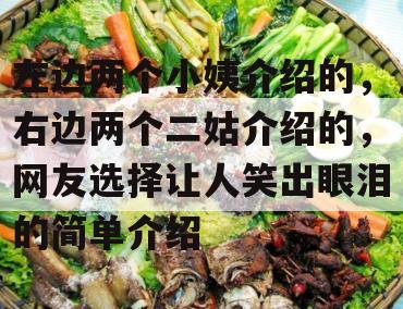 左边两个小姨介绍的，右边两个二姑介绍的，网友选择让人笑出眼泪的简单介绍