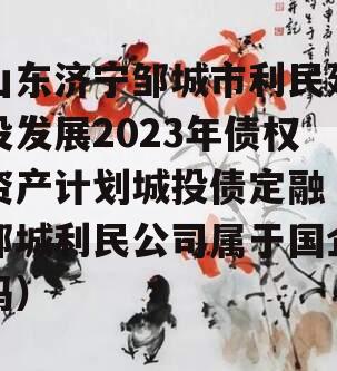 山东济宁邹城市利民建设发展2023年债权资产计划城投债定融（邹城利民公司属于国企吗）