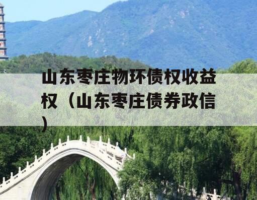 山东枣庄物环债权收益权（山东枣庄债券政信）