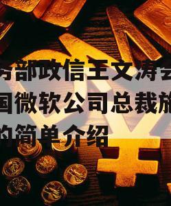 商务部政信王文涛会见美国微软公司总裁施博德的简单介绍