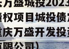 重庆万盛城投2023年债权项目城投债定融（重庆万盛开发投资集团有限公司）