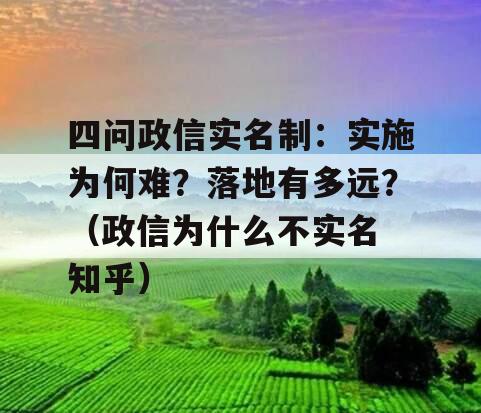 四问政信实名制：实施为何难？落地有多远？（政信为什么不实名 知乎）