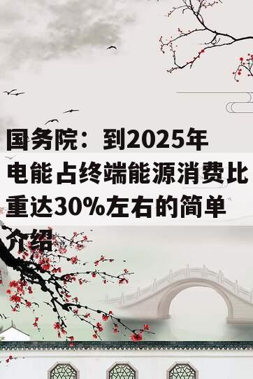 国务院：到2025年电能占终端能源消费比重达30%左右的简单介绍