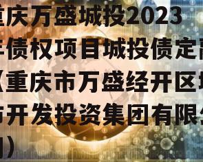 重庆万盛城投2023年债权项目城投债定融（重庆市万盛经开区城市开发投资集团有限公司）