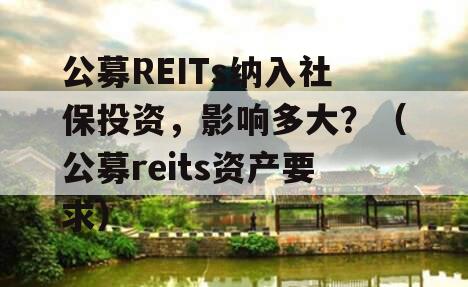 公募REITs纳入社保投资，影响多大？（公募reits资产要求）