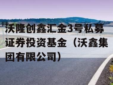 沃隆创鑫汇金3号私募证券投资基金（沃鑫集团有限公司）