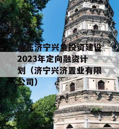 山东济宁兴鱼投资建设2023年定向融资计划（济宁兴济置业有限公司）