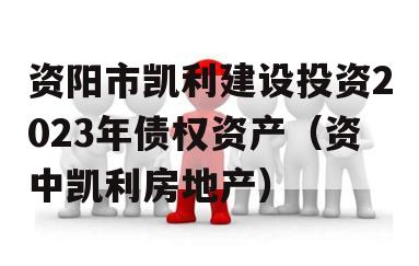 资阳市凯利建设投资2023年债权资产（资中凯利房地产）