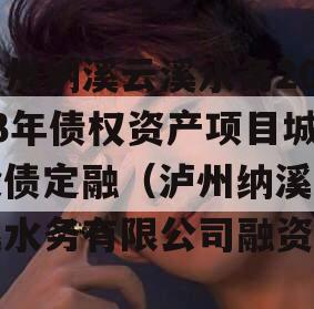泸州纳溪云溪水务2023年债权资产项目城投债定融（泸州纳溪云溪水务有限公司融资）