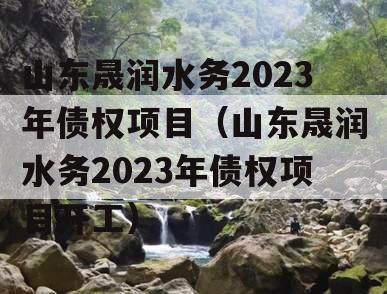 山东晟润水务2023年债权项目（山东晟润水务2023年债权项目开工）
