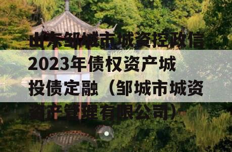 山东邹城市城资控政信2023年债权资产城投债定融（邹城市城资资产管理有限公司）