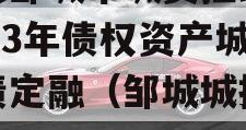 山东邹城市城资控政信2023年债权资产城投债定融（邹城城投集团）