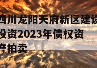 四川龙阳天府新区建设投资2023年债权资产拍卖