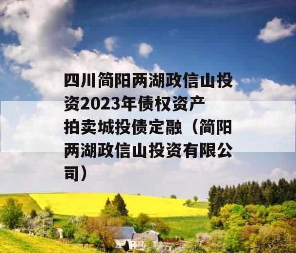 四川简阳两湖政信山投资2023年债权资产拍卖城投债定融（简阳两湖政信山投资有限公司）