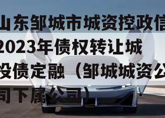 山东邹城市城资控政信2023年债权转让城投债定融（邹城城资公司下属公司）