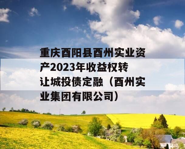 重庆酉阳县酉州实业资产2023年收益权转让城投债定融（酉州实业集团有限公司）