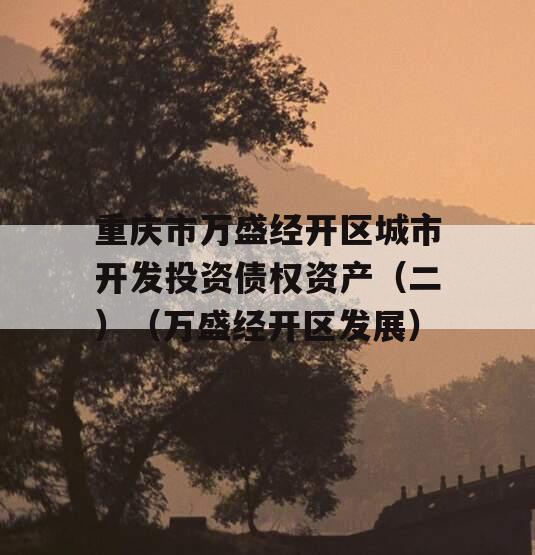 重庆市万盛经开区城市开发投资债权资产（二）（万盛经开区发展）