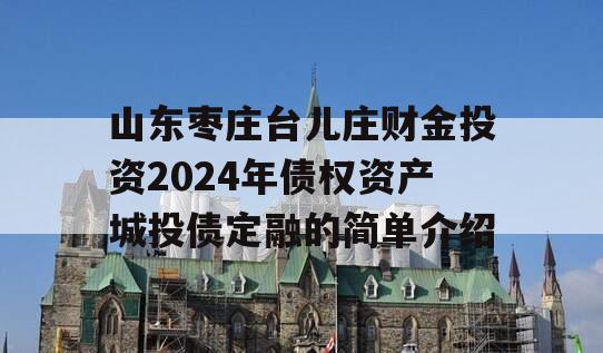 山东枣庄台儿庄财金投资2024年债权资产城投债定融的简单介绍