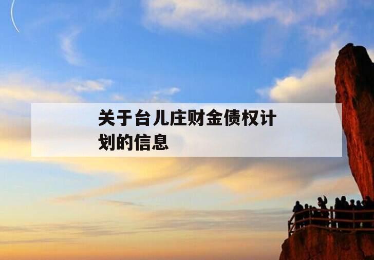 关于台儿庄财金债权计划的信息