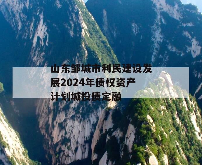 山东邹城市利民建设发展2024年债权资产计划城投债定融