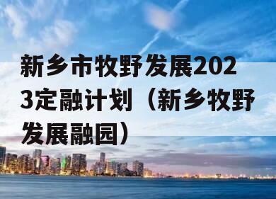 新乡市牧野发展2023定融计划（新乡牧野发展融园）