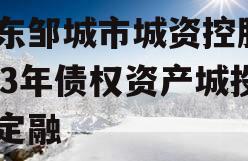 山东邹城市城资控股2023年债权资产城投债定融