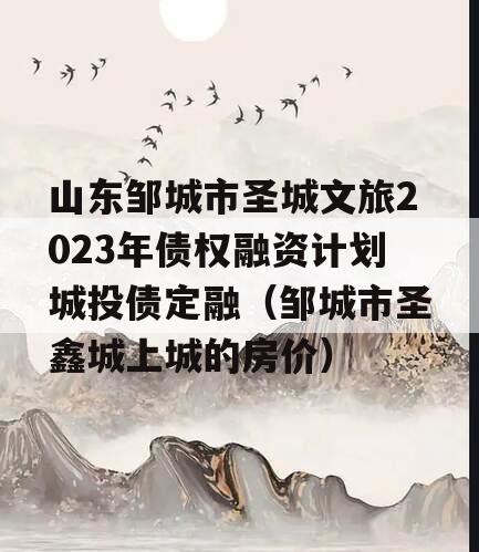 山东邹城市圣城文旅2023年债权融资计划城投债定融（邹城市圣鑫城上城的房价）
